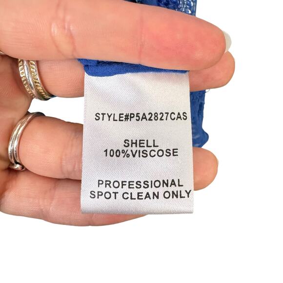 Parker NWT Royal Blue Beaded Embellished Off the Shoulder Sheer Top - Picture 15 of 16